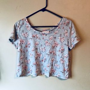 Floral crop top with open back